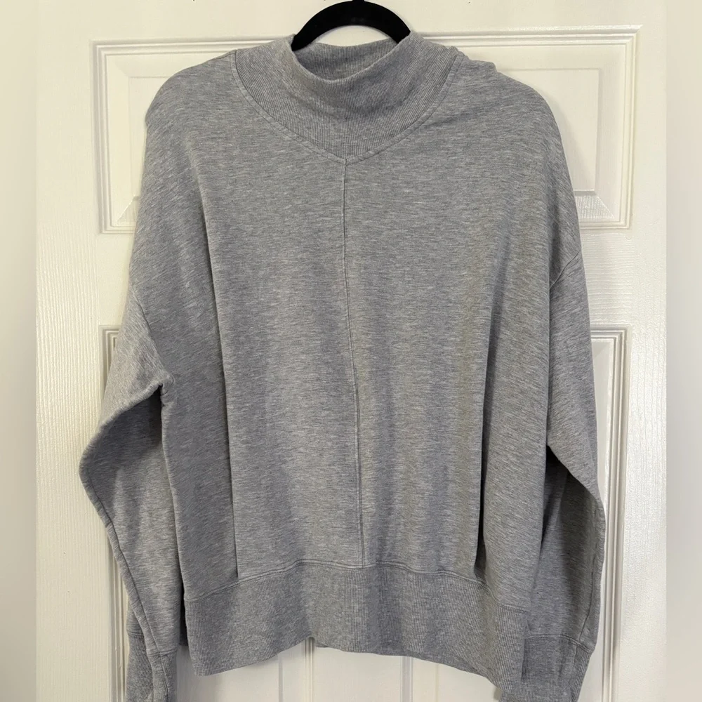 Athleta Light Gray Women's mock neck Sweater - Picture 3 of 7